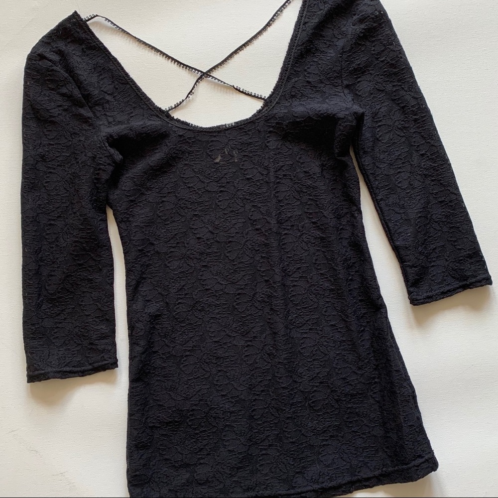 Free People black lace long sleeve top size Small